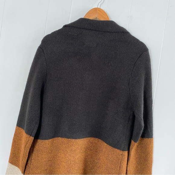 NWT Max Studio Black to Beige Colour Block Long Cardigan Sweater Stripe Soft - Picture 10 of 12